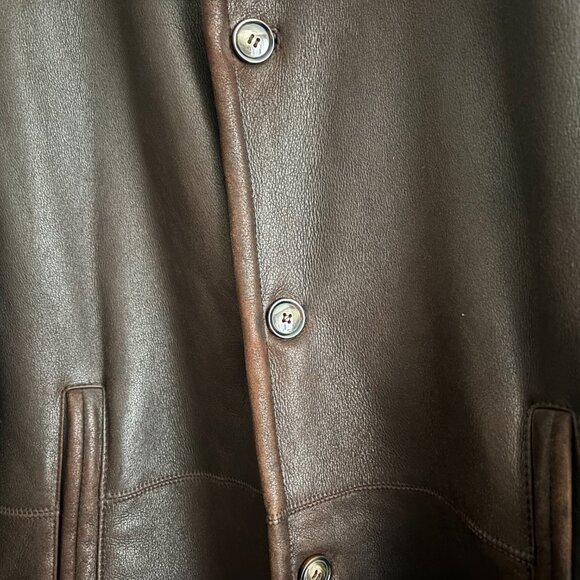 VTG Harry Rosen Brown Lambskin Button-up Shearling Jacket/Coat- 40/Medium -Large - Picture 13 of 16